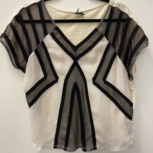 Sparkle and fade black and beige cropped top